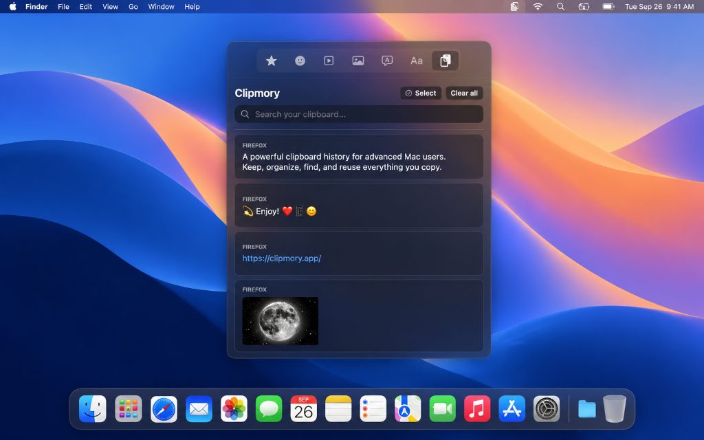 Clipmory macOS Clipboard Manager Interface Preview
